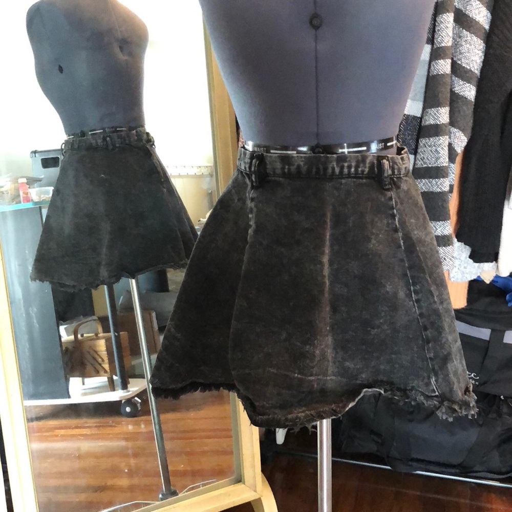 Black denim skirt